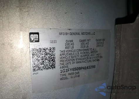 2023 Chevrolet Bolt Euv Lt из США, поврежденный, VIN 1G1FY6S09P4143298